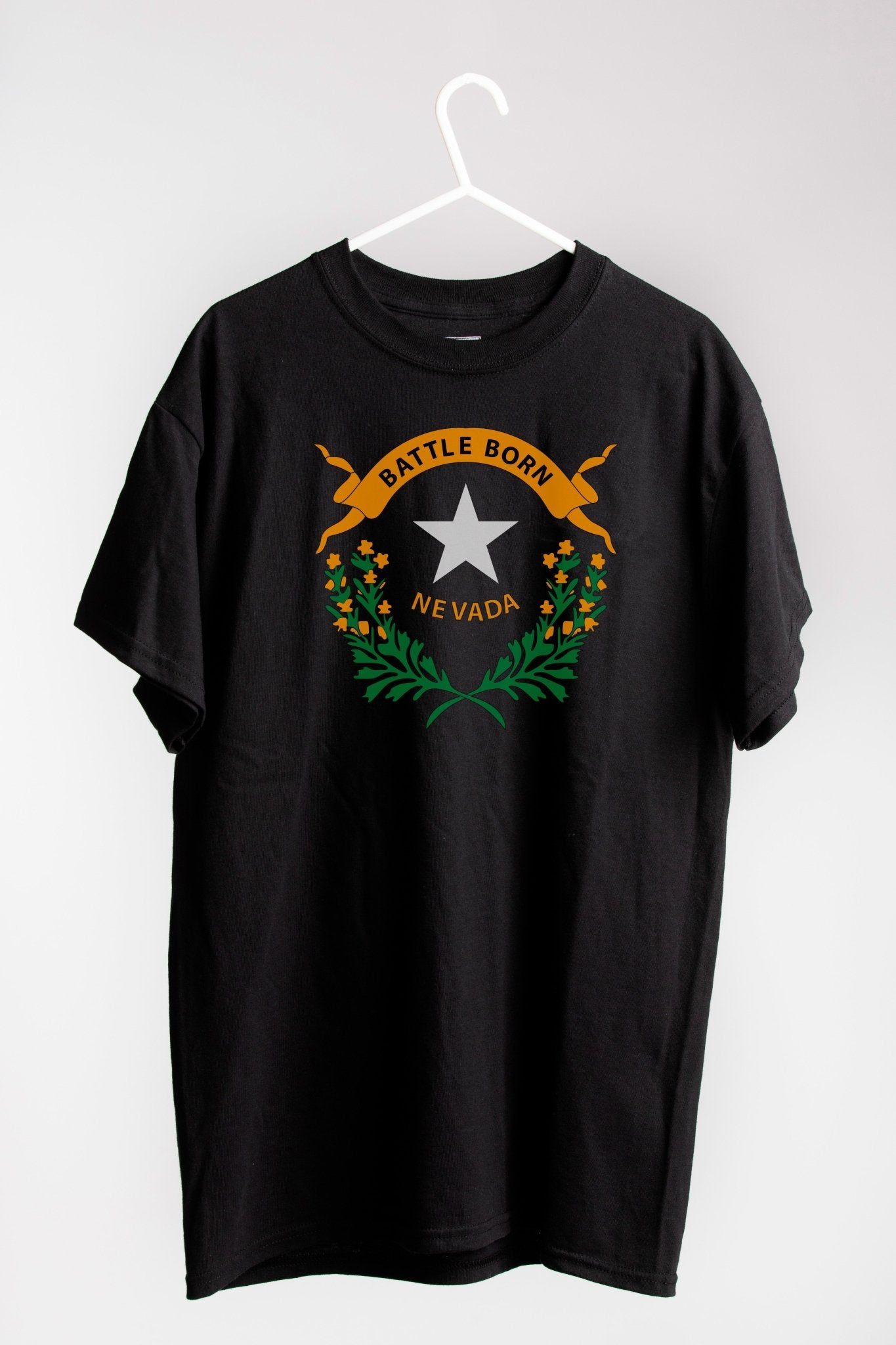 Traditional Nevada State Flag Battle Born Cotton Tee - Soft Ring - Spun T-Shirt | Battle Born Clothing - Shop Battle Born Clothing