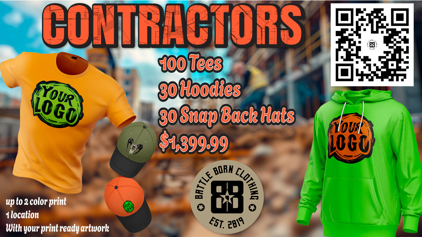 Contractor Special 100 tees 30 hoodies and 30 hats