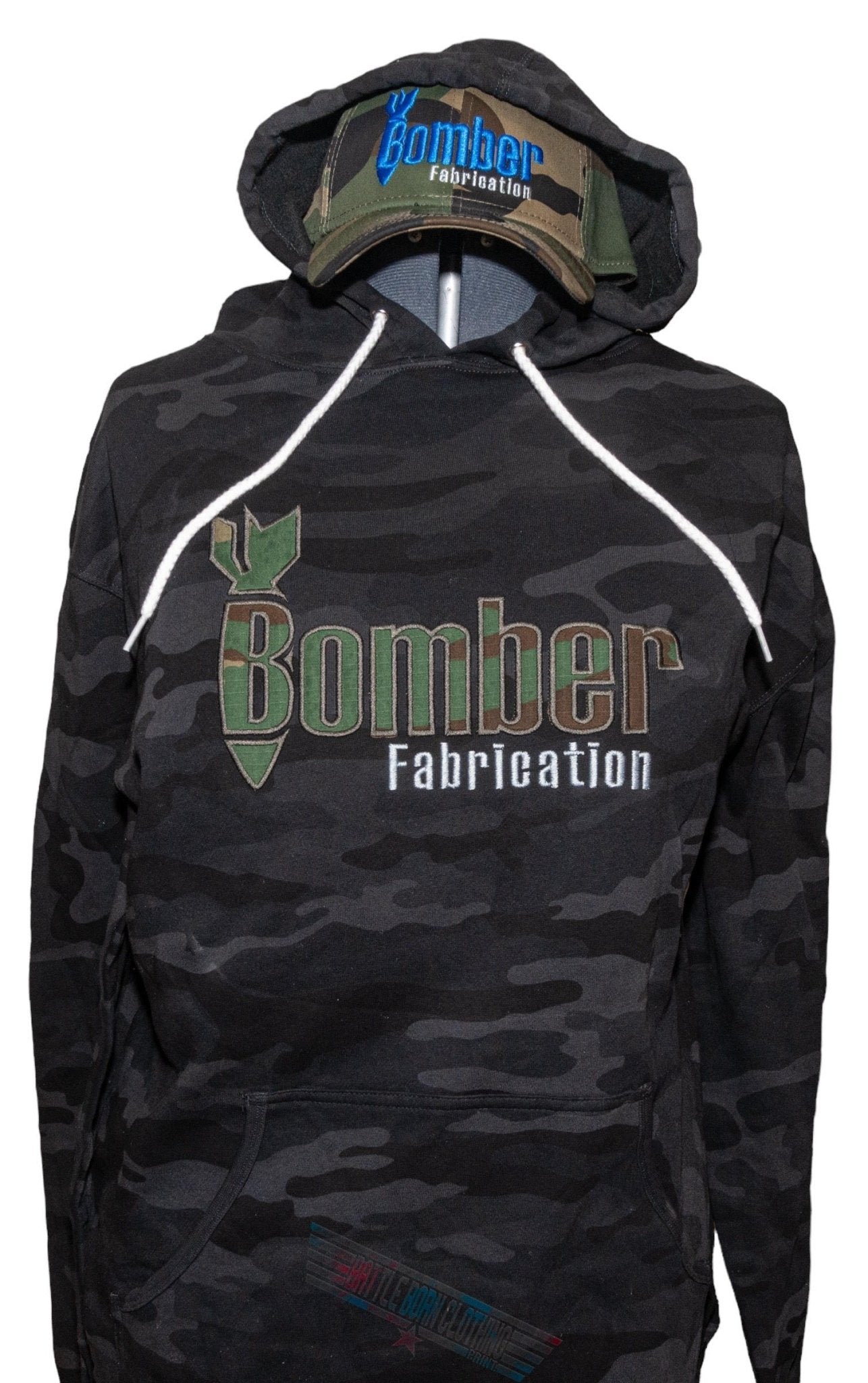 Bomber Fabrication Premium Applique Embroidered Camo Hoodie - Shop Battle Born Clothing