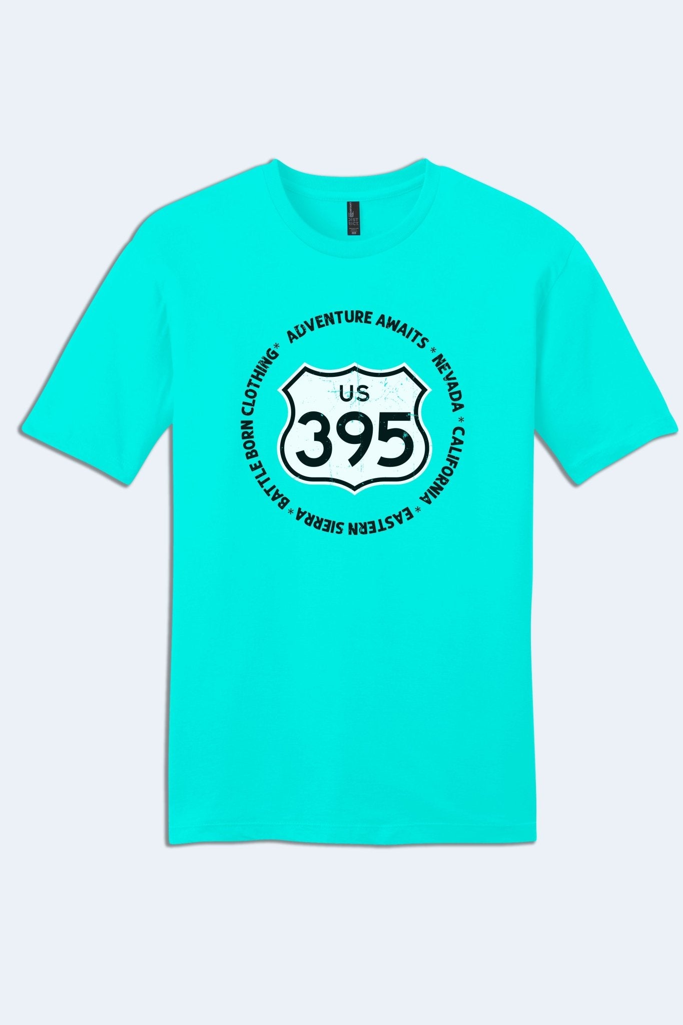 US Highway 395 Adventure Awaits Graphic Tee - Soft Ring - Spun Cotton T-Shirt | Battle Born Clothing - Shop Battle Born Clothing
