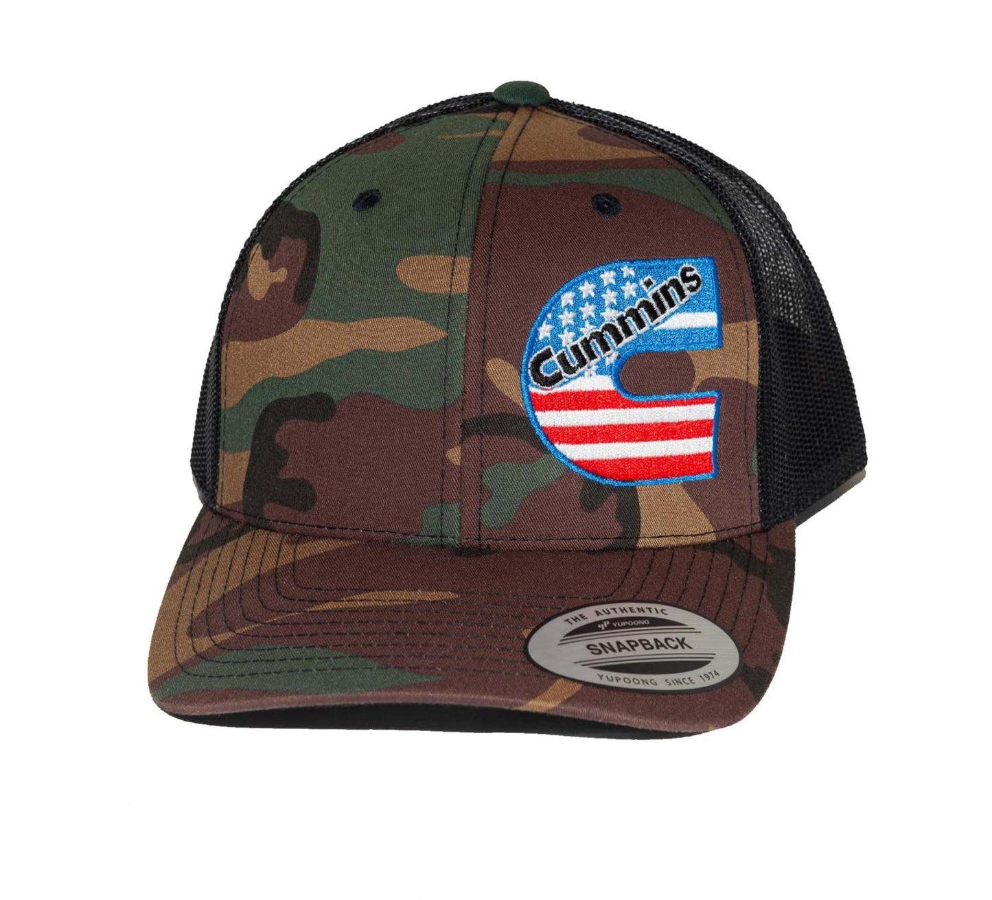 Cummins American Flag Trucker Hat woodland camo - Shop Battle Born Clothing